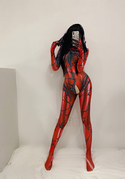 PureSonic-Halloween Cosplay Costume Female Zipper Crotch Sexy Lingerie Bodysuit