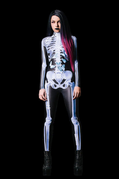 PureSonic- Long Sleeve Tights See-through Skeleton 3D Printed