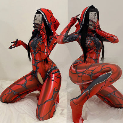 PureSonic-Halloween Cosplay Costume Female Zipper Crotch Sexy Lingerie Bodysuit